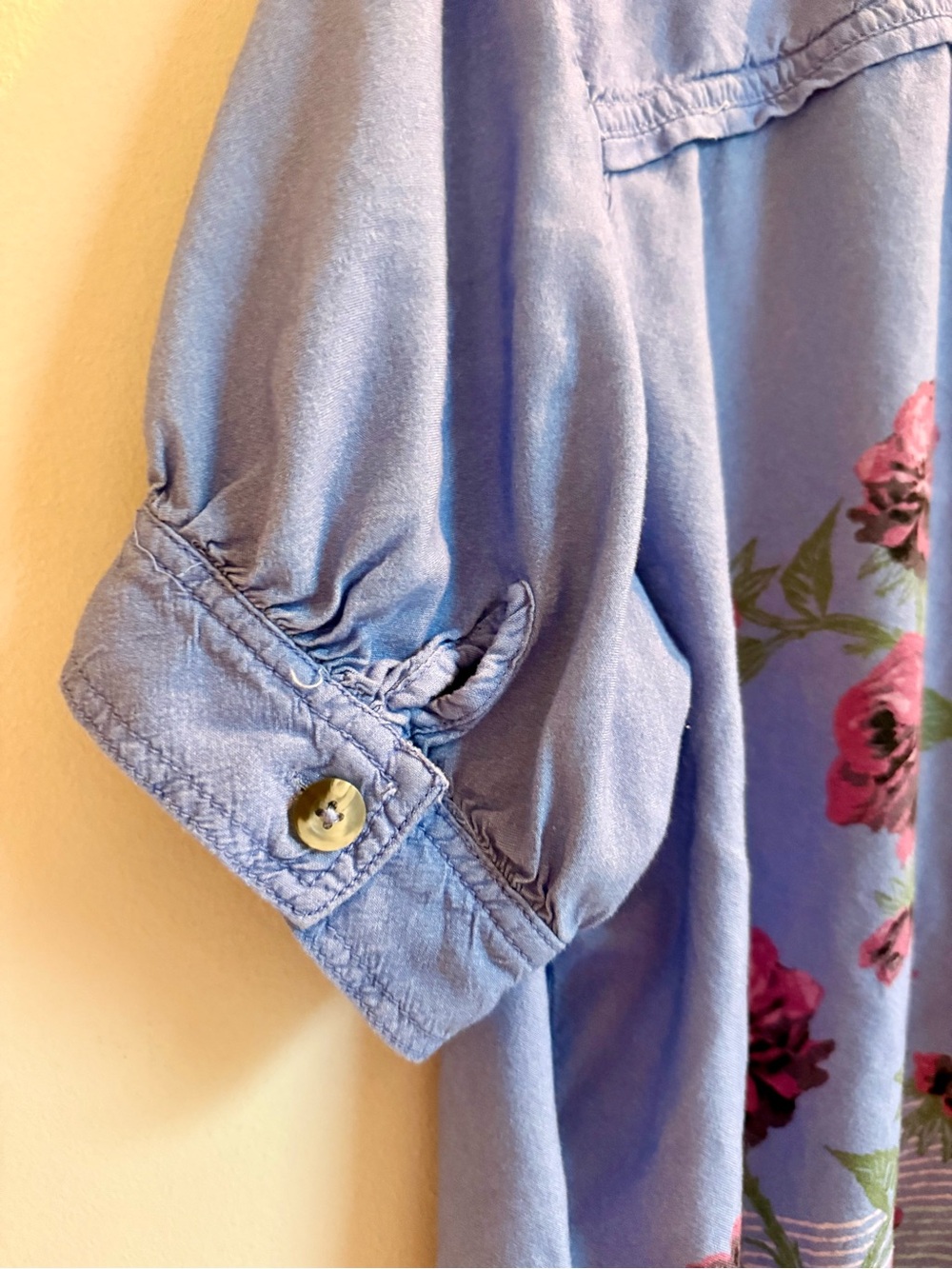 Free People We The Free Big Blooms Shirt, Large, Blue Combo - Picture 12 of 16
